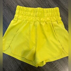 High-Waist Chartreuse Athletic Shorts with Elastic Waist